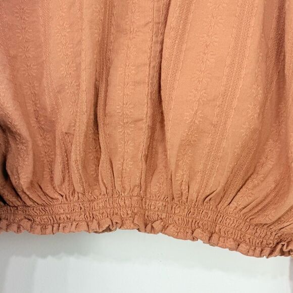 Universal Thread Rust Brown Cropped Puff Sleeve Peasant Blouse NEW - Picture 11 of 13